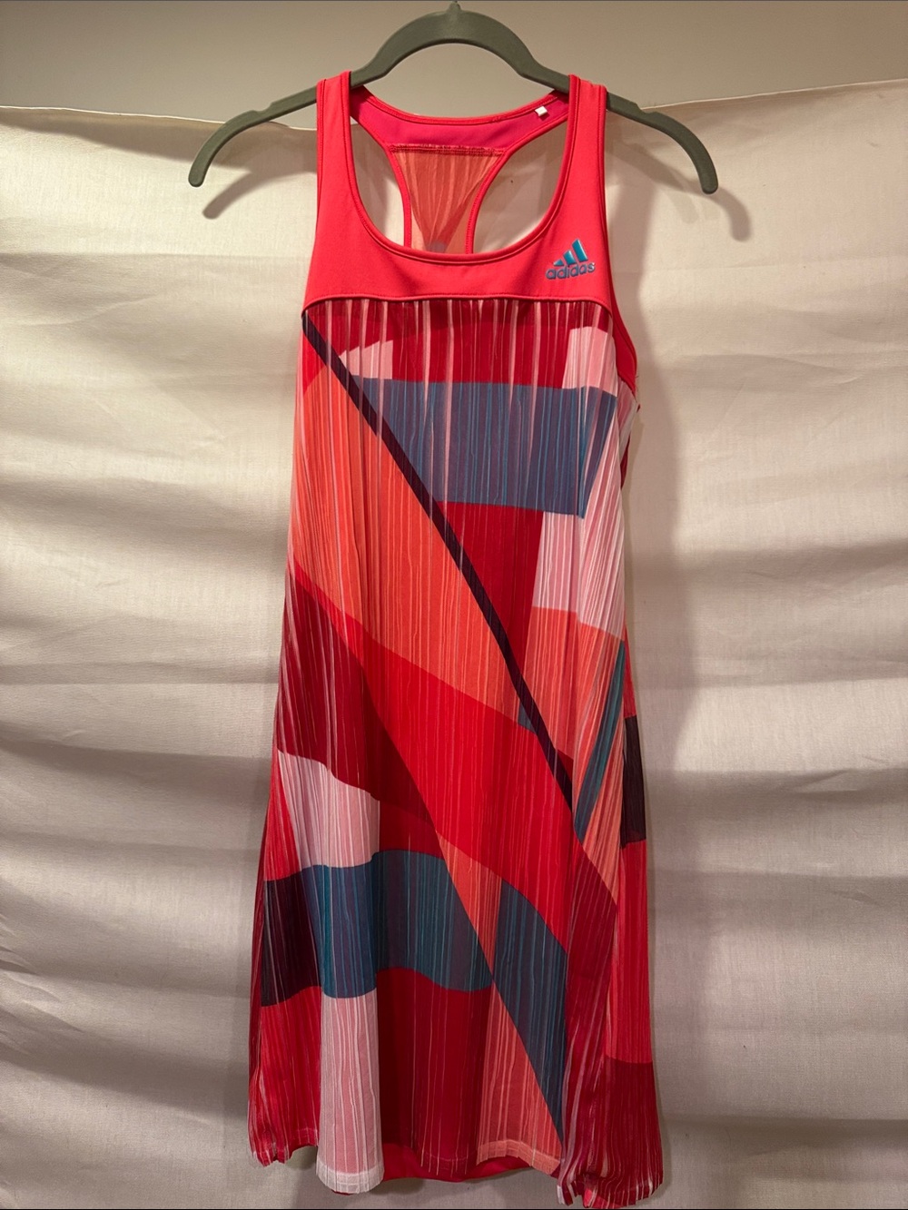 adidas Red Multi-Color Pleated Racerback Midi Dress size S